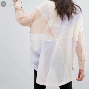 Free People Rainbow Rays Buttonup Shirt M